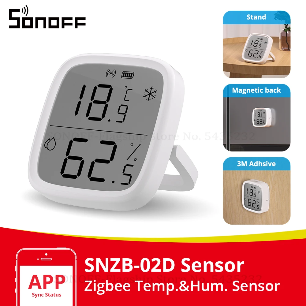 SONOFF SNZB-02D Zigbee LCD inteligentny czujnik temperatury i wilgotności bezprzewodowy termometr higrometrowy Alexa Google Home Alice