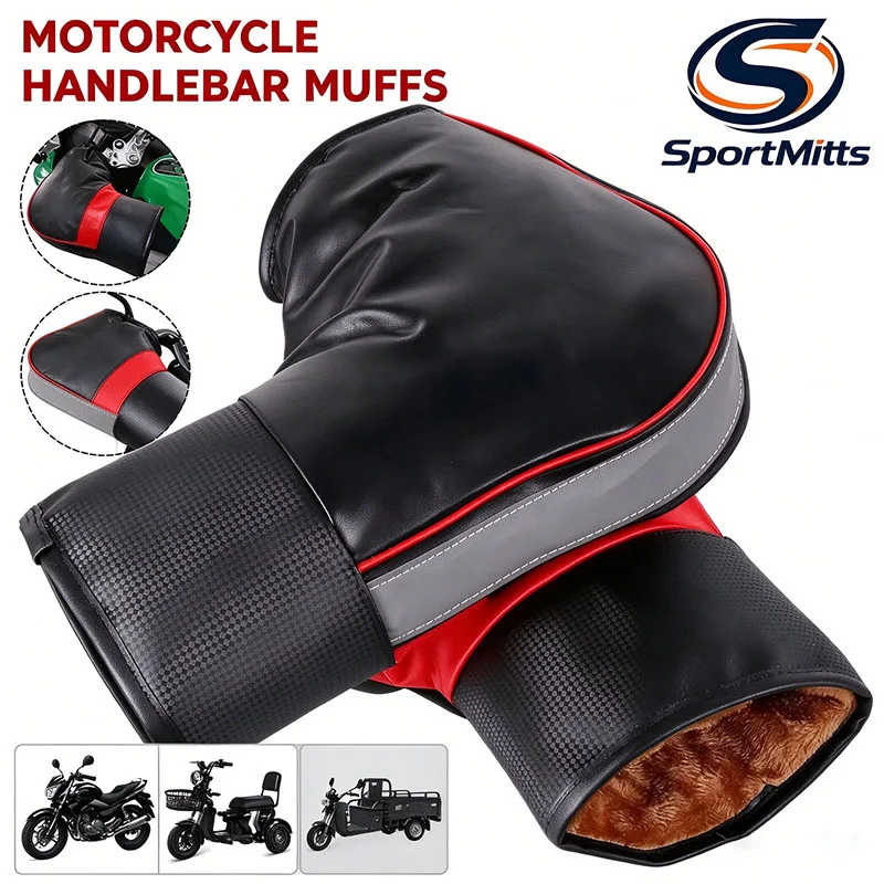 1Pair Winter Warmer Motorcycle Gloves Handlebar Muffs Protective Motorcycle Scooter Thick Warm Grip Handle Bar Muff Rainproof