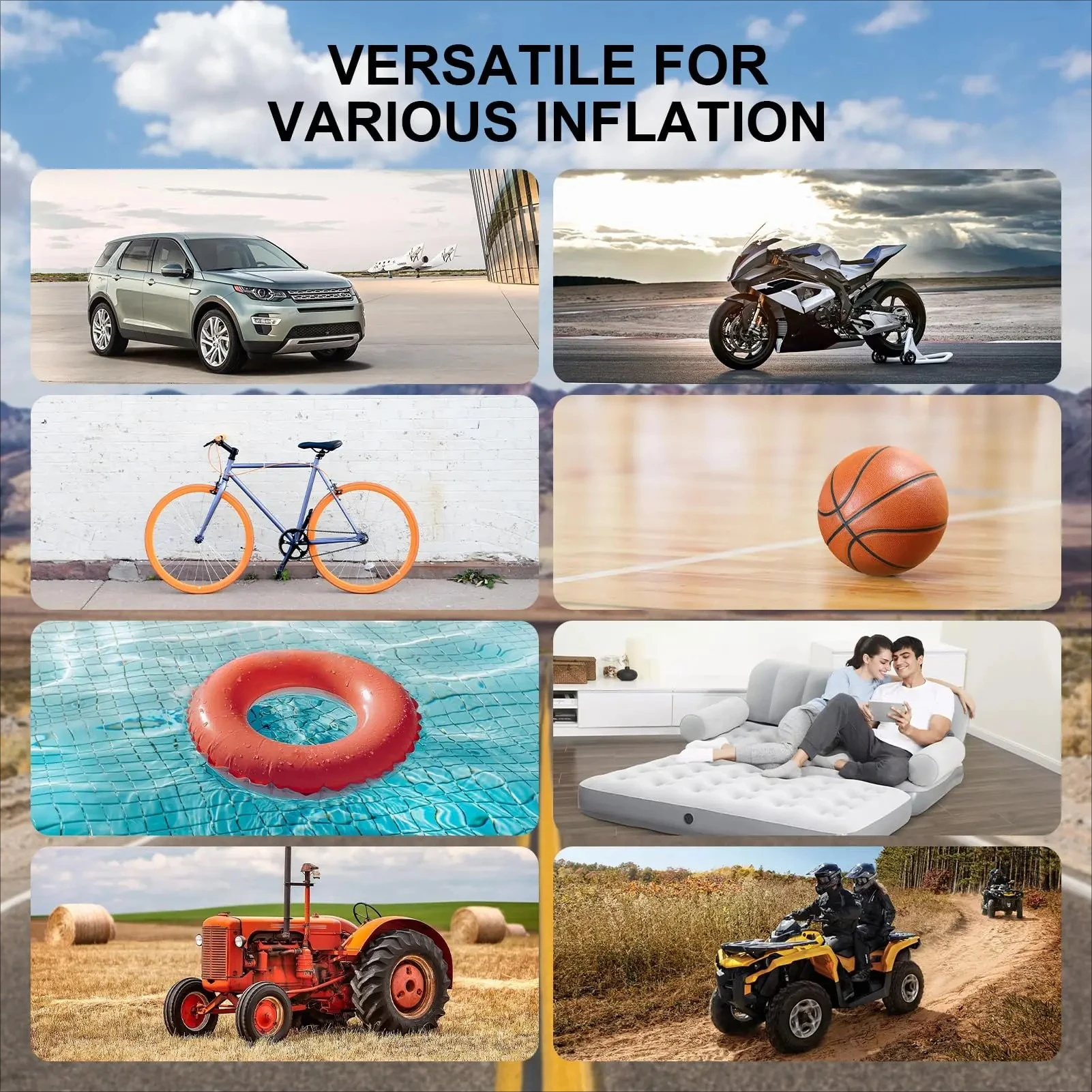 YIJU المحمولة سيارة مضخة هواء منفاخ لإطارات السيارة ضاغط الرقمية اللاسلكية سيارة منفاخ لإطارات السيارة للدراجات النارية دراجة كرات