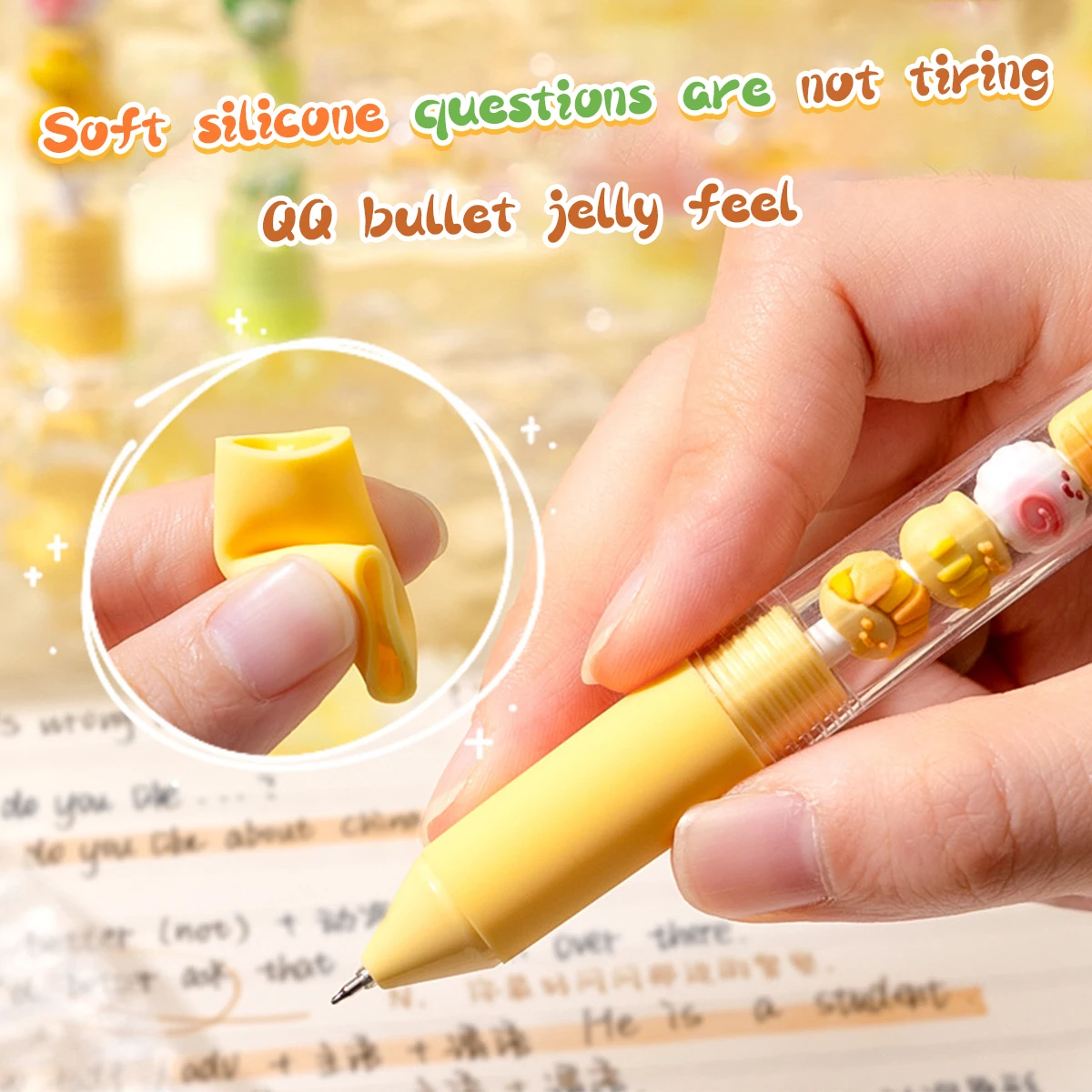 2Pcs Set Gel Pen 0.5mm Fine Point Black Ink Cute Creative Pen Quick Drying Smooth Writing for Journals Cheap Kawaii Stationery