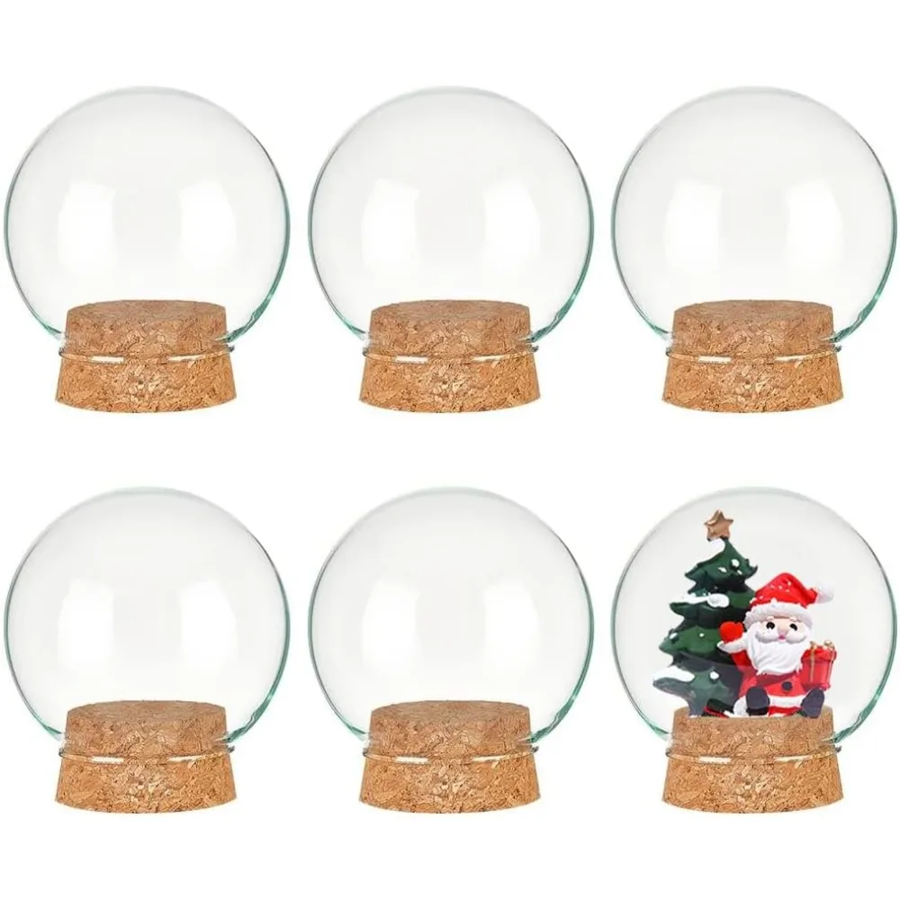 Set of 6 Glass Dome Lid Decorative Display Jars 2.5x2.7