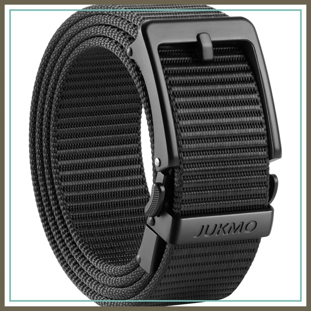 

Men's 1.5" Ratchet Belt - No Hole Adjustable Pin-Look Buckle for Jeans & Chinos | Trim-to-Fit Nylon Webbing