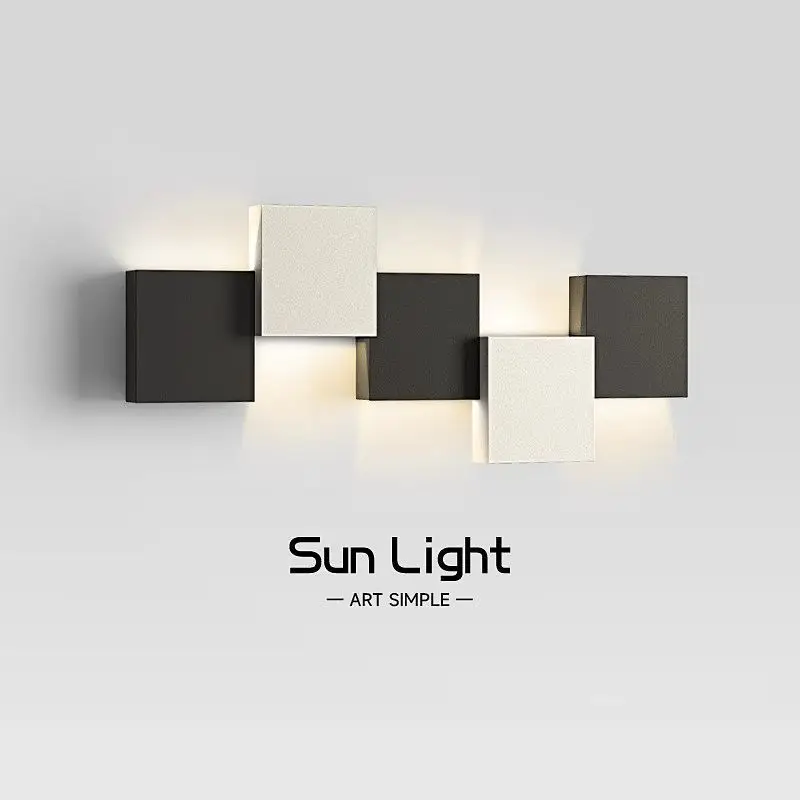 Modern Minimalist Square Wall Sconce for Bedside Living Room, Nordic Simple TV Background Light, Designer Style Home Decor Lamp