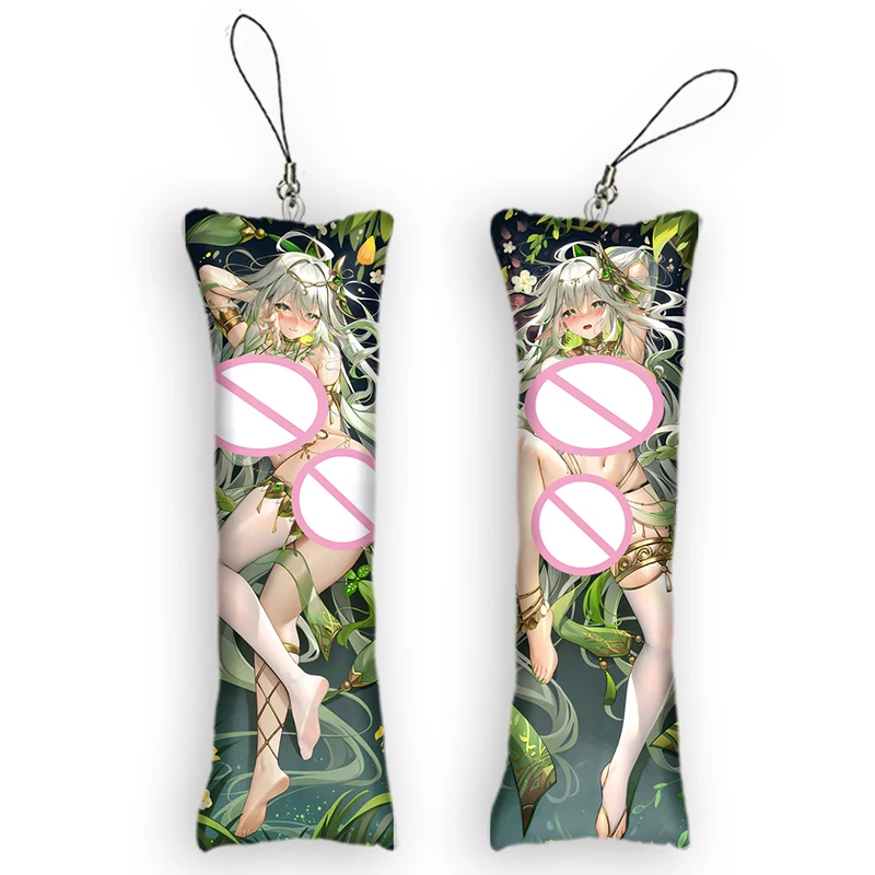 Genshin Impact Mini Dakimakura Keychain Cute Anime Key Chain Nahida Sexy Beauty Small Pillow Decor Pendant Gesnhin Fans Gift