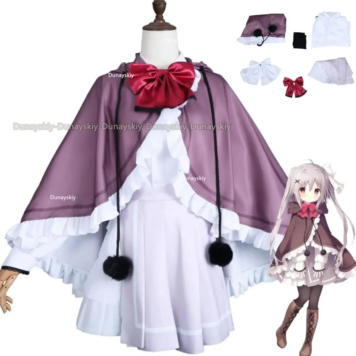 

Anime Game Hoshizora Tetsudou To Shiro No Tabi Kazamata Neri Cosplay Costume Cloak Lolita Woman Lovely Halloween Carnival Suit