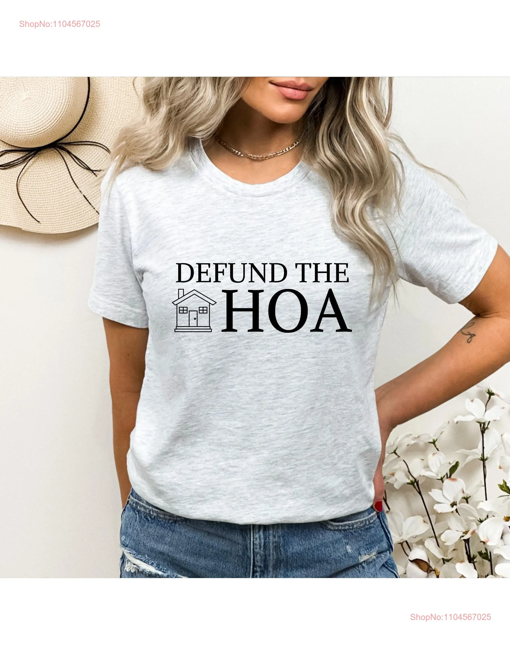 Defund The HOA Camiseta gift masculina engraçada Hilariante para proprietários de casa Associação Comprador feminino