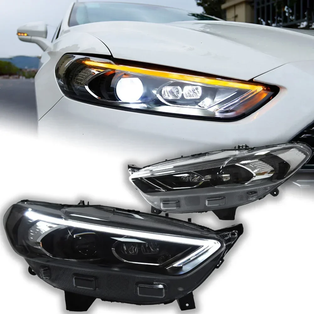 STLFCar Lights for Ford Fusion Headlight Projector Lens 2013-2016 Mondeo Signal Head Lamp LED Headlights Drl Automotive Accessor