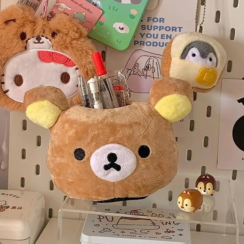 

Rilakkuma Plush Pencil Case Doll Series Large Capacity Portable Pen holder teddy bear cute and creative for students convenient
