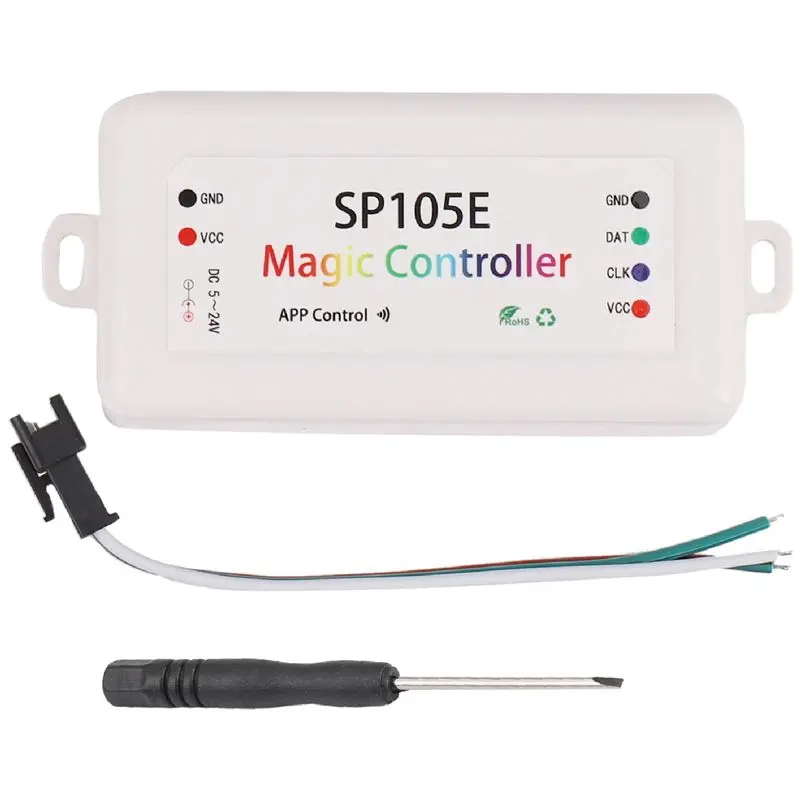 

AT02-2X SP105E Wireless Bluetooth Controller APP WS2811 WS2812B WS2801 SK6812 APA102 Individually Addressable Programmable
