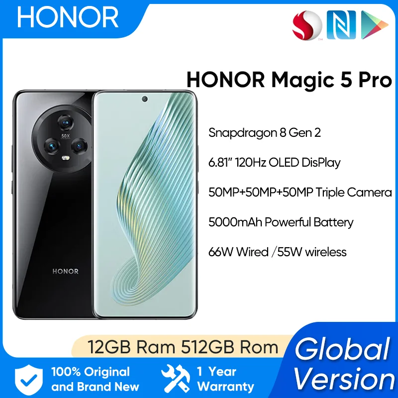 

Смартфон HONOR Magic 5 Pro, тройная камера 50мп, экран 6,81 дюйма, 120 Гц