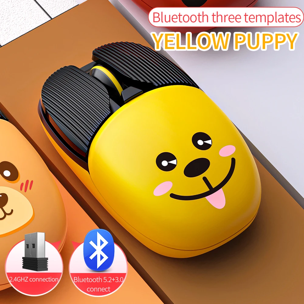 Cute 2.4G Wireless Game Mouse Rechargeable Kawaii Mini Cartoon Bluetooth Silent Mice for Computer Laptop Home Office