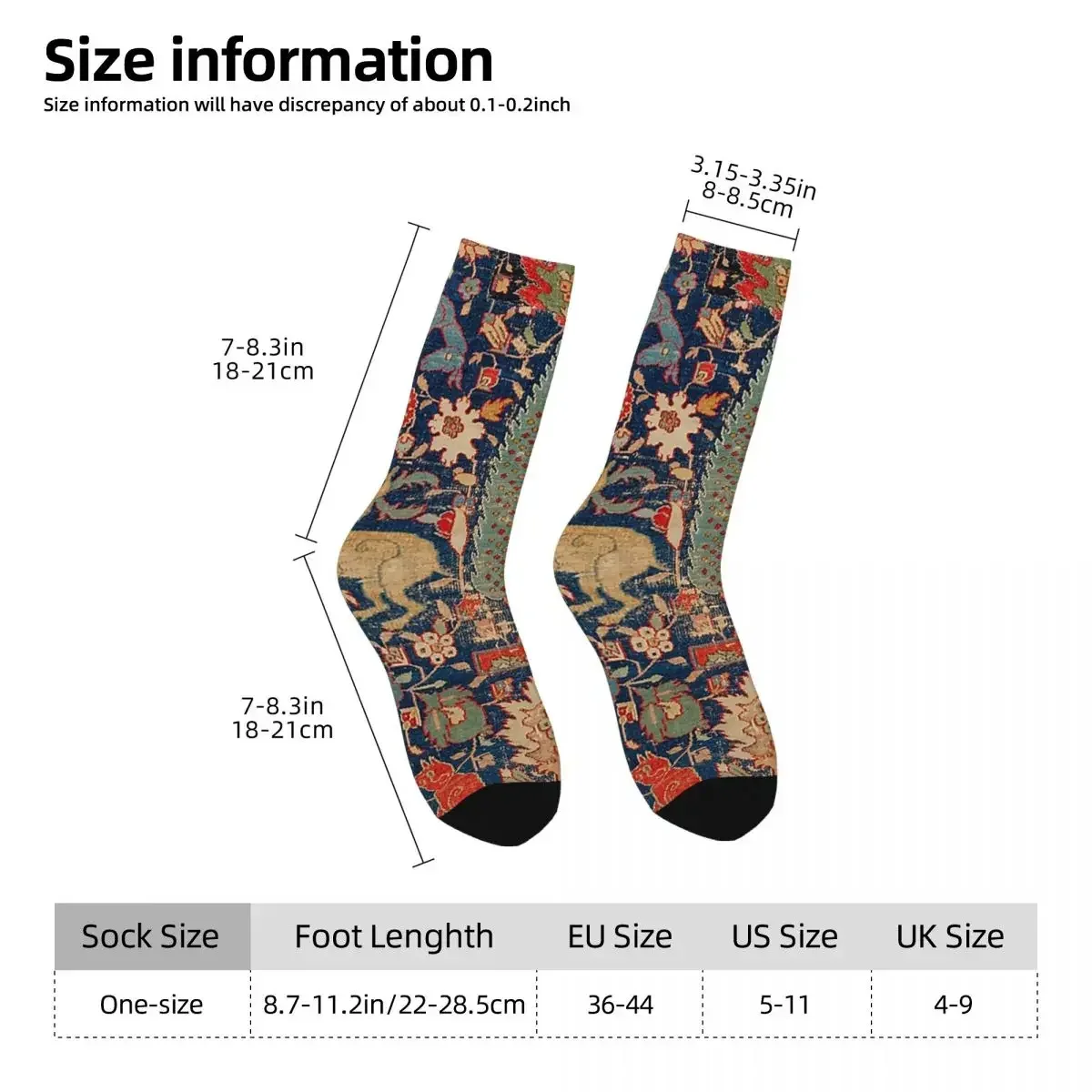 17th Century Persian Rug Print With Animals Socks Harajuku Super Soft Stockings All Season Long Socks for Unisex Christmas Gifts