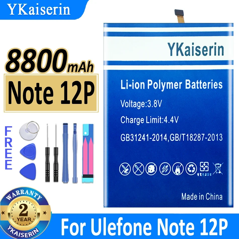 

YKaiserin Note 12P 13P 5900mAh - 8800mAh Battery for Ulefone Note12P Note13P Batteries