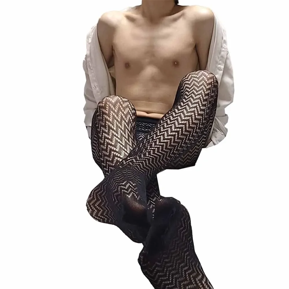 

Comfy Fashion Mens Pantyhose Stockings Lingerie Mesh Nylon Perspective Sheer Sissy Slimming Stretch Breathable