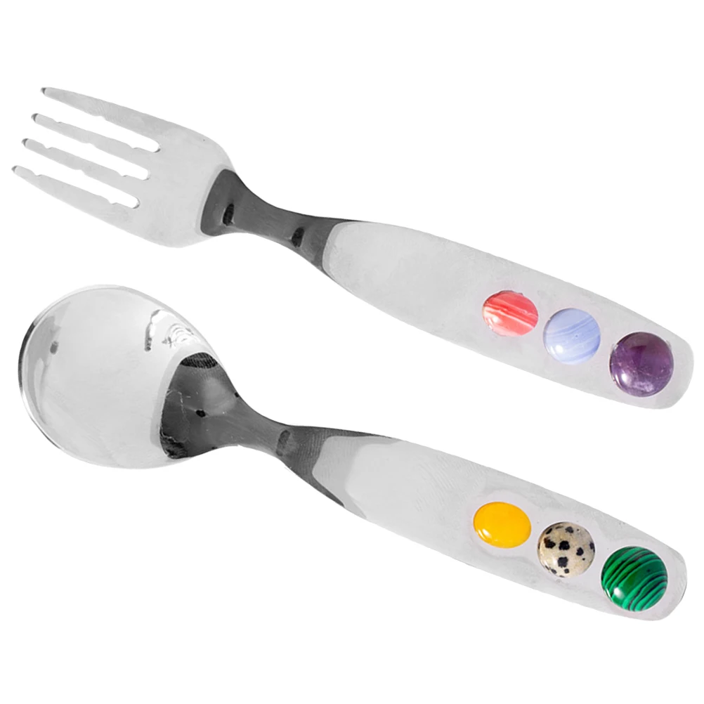 

304 Stainless Steel Utensils Set Style Stone Handmade Cutlery Fork Spoon Fruit Salad Kiwi Wedding Party