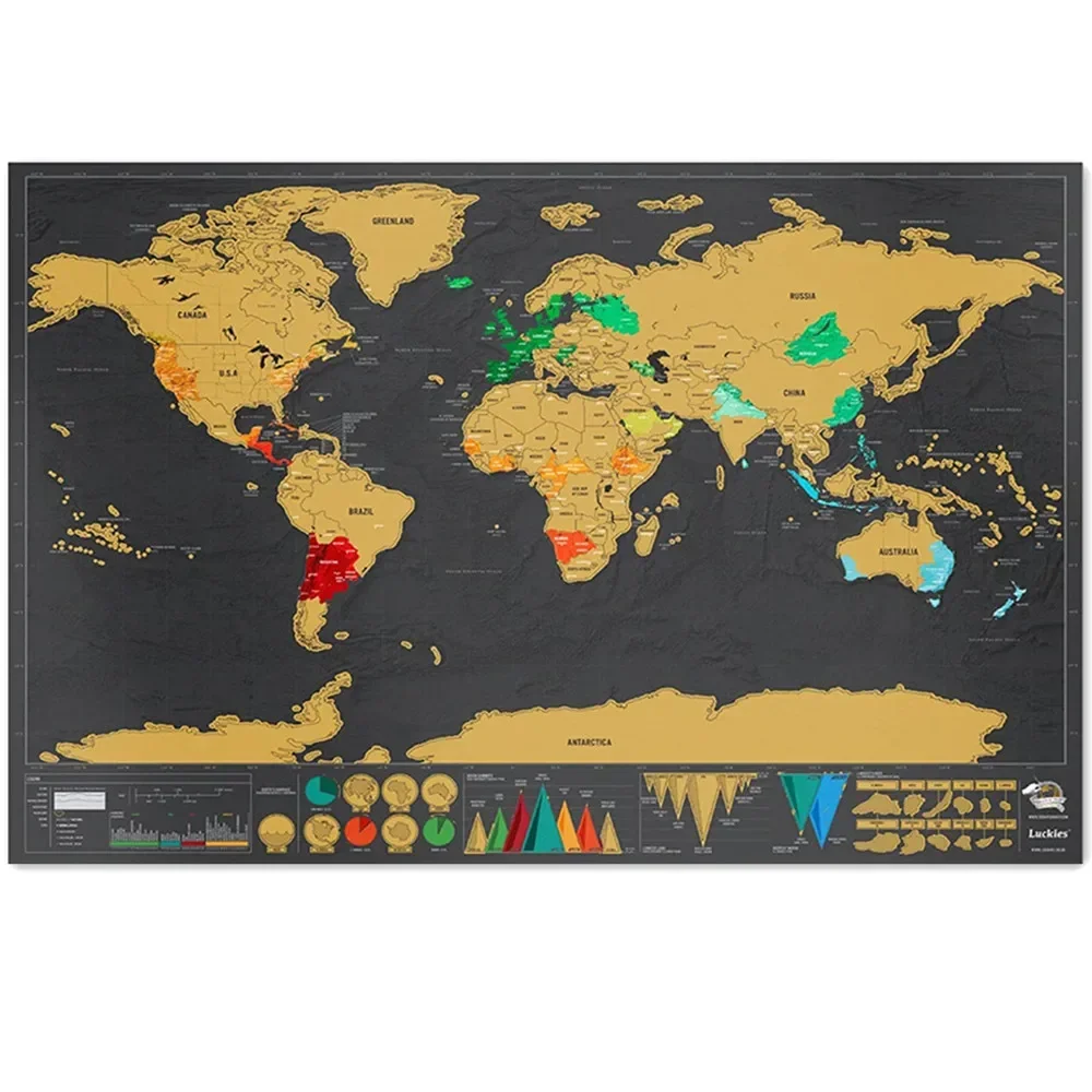 Detailed Global Scratch Off Maps PERFECT GIFT for any travel Personalized Gift Wall Maps With Flag Room & Office Decor Poster M0