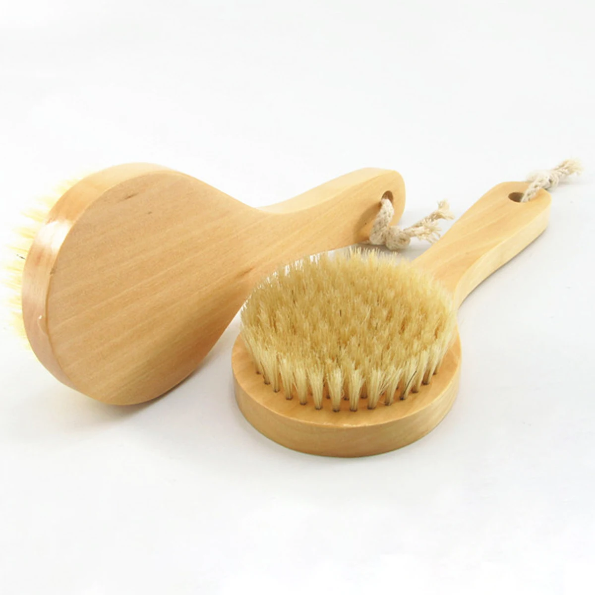 Short Handle Solid Wood Bristle Bath Brush Bath And Back Massage Brush Soft Bristle Bristle Bath Brush For Wet And Dry Back