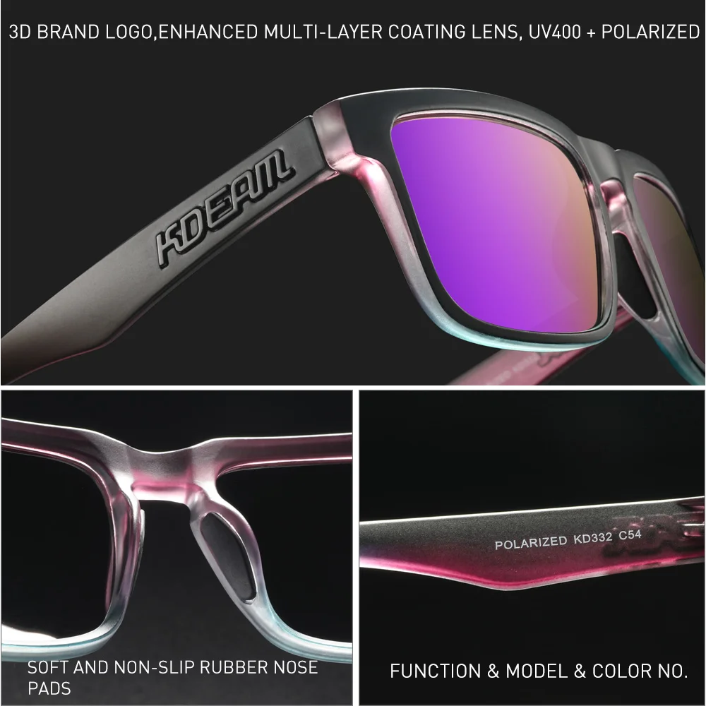 KDEAM Elegante, quadratische Sonnenbrille für Damen und Herren, polarisierte, lebendige Farben, dreidimensionale Sonnenbrille – Detail 3