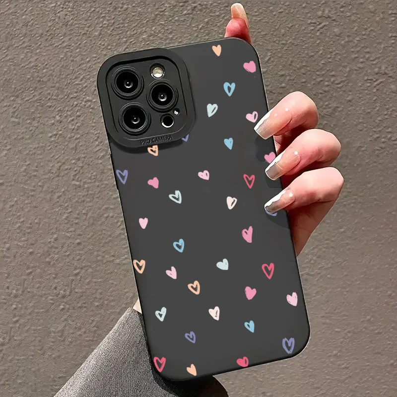 Bunte Kleine Herzförmige Silikon-Handyhülle für iPhone 15 16 17 18 Pro Max 11 12 13 14 XS XR X 7 8 Plus Stoßfeste Hülle – Detail 4