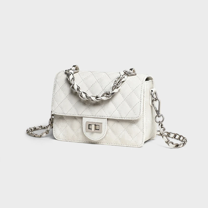 

Advanced diamond grid chain bag, new women's crossbody leather bag, vintage classic light luxury hand-held crossbody bag