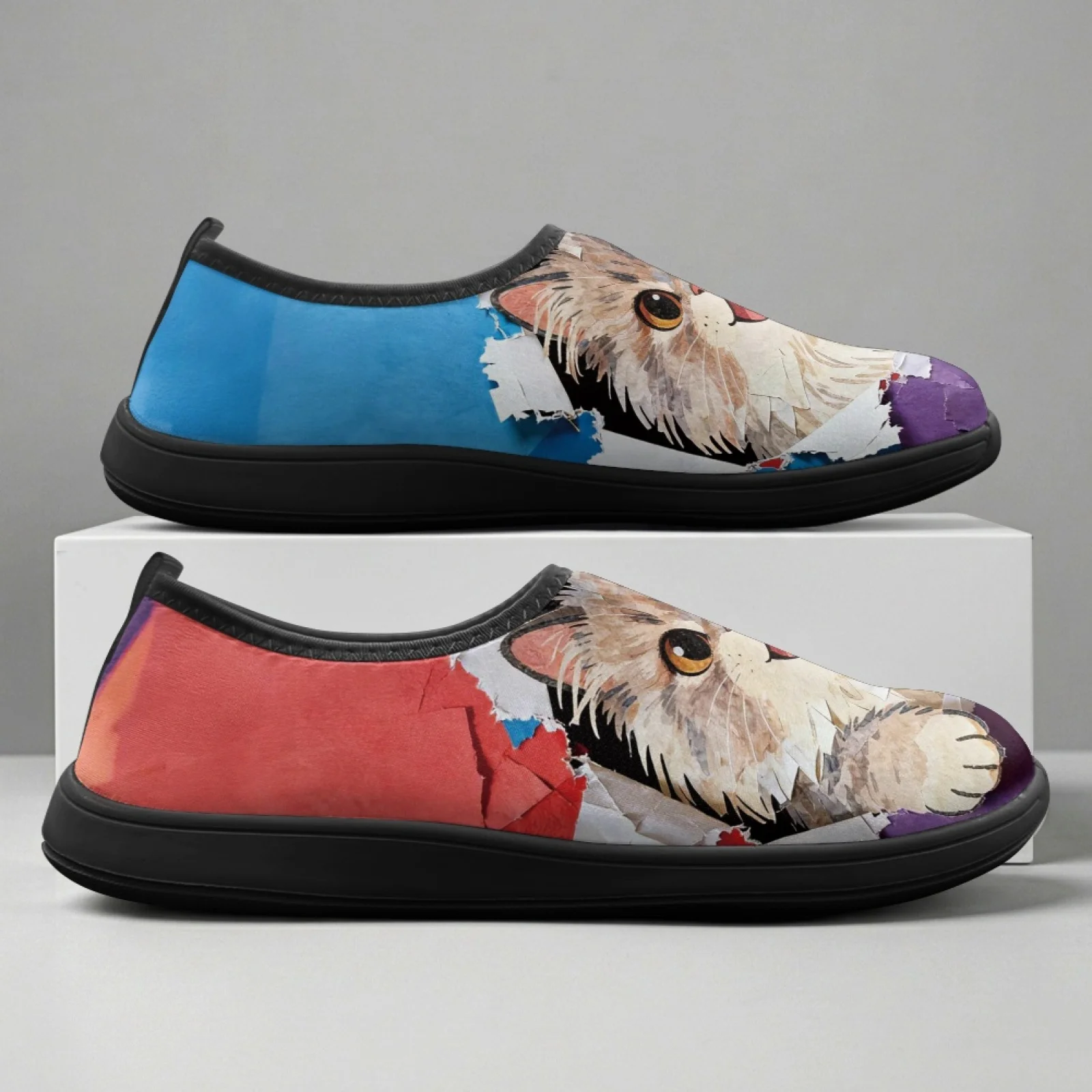 PENSTROLL Cat Pop Art Walking Sneakers Polyester & EVA Hiking Shoes Slip On Walking Flats for Workout All Season