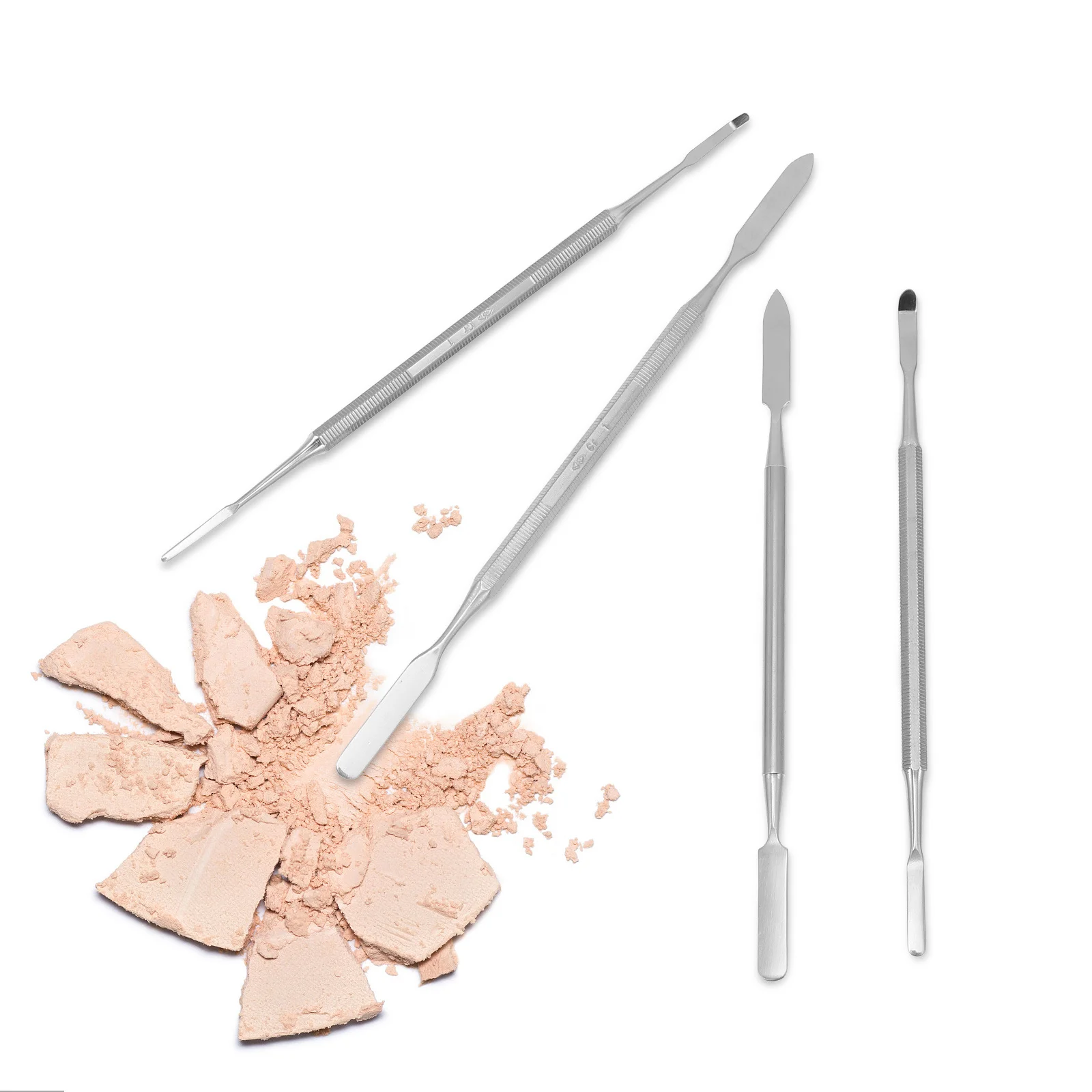 

4pcs Makeup Mixing Rods Stainless Steel Stirring Tools For Foundation Blush Eyeshadow Lip Blending Manicure Spatula