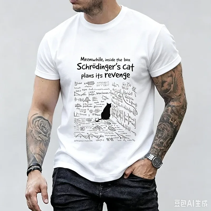 Cat's Revenge Men T-shirts Funny Math Formula Tshirt Male Female Clothes Short Sleeve Tops Fashion Cartoon Anime Graphic T Shirt