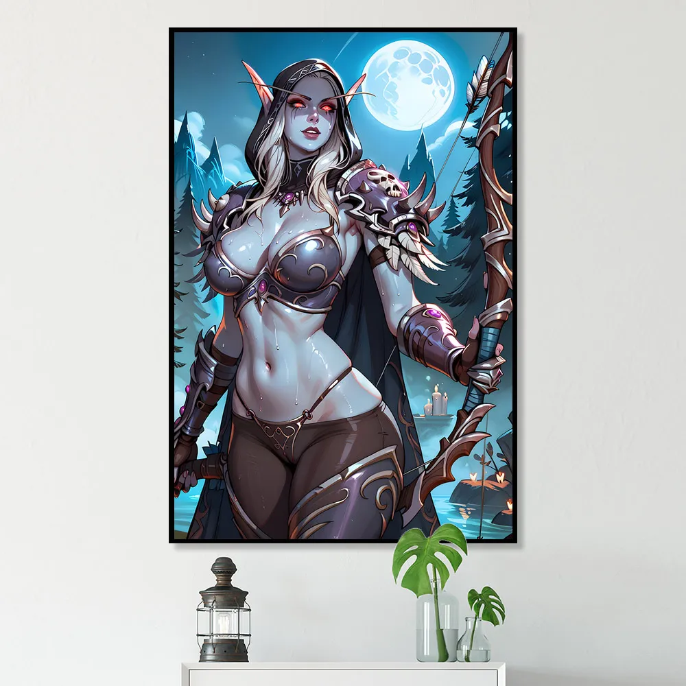 ملصق قماش سيلفانس مثير ، طباعة جاينا عالية الدقة غير خاضعة للرقابة ، فن جداري ، ديكور منزلي ، لوحة مخصصة ، لعبة رائعة