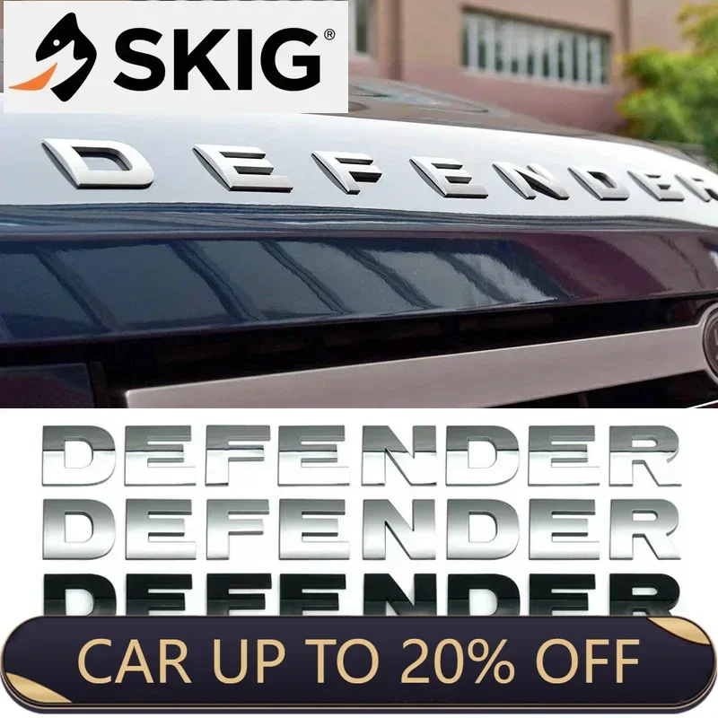 

Chrome 3d Letter Emblem Car Front Hood Cover Decal Rear Trunk Tailgate Sticker for Land Rover DEFENDER Exterior Modification