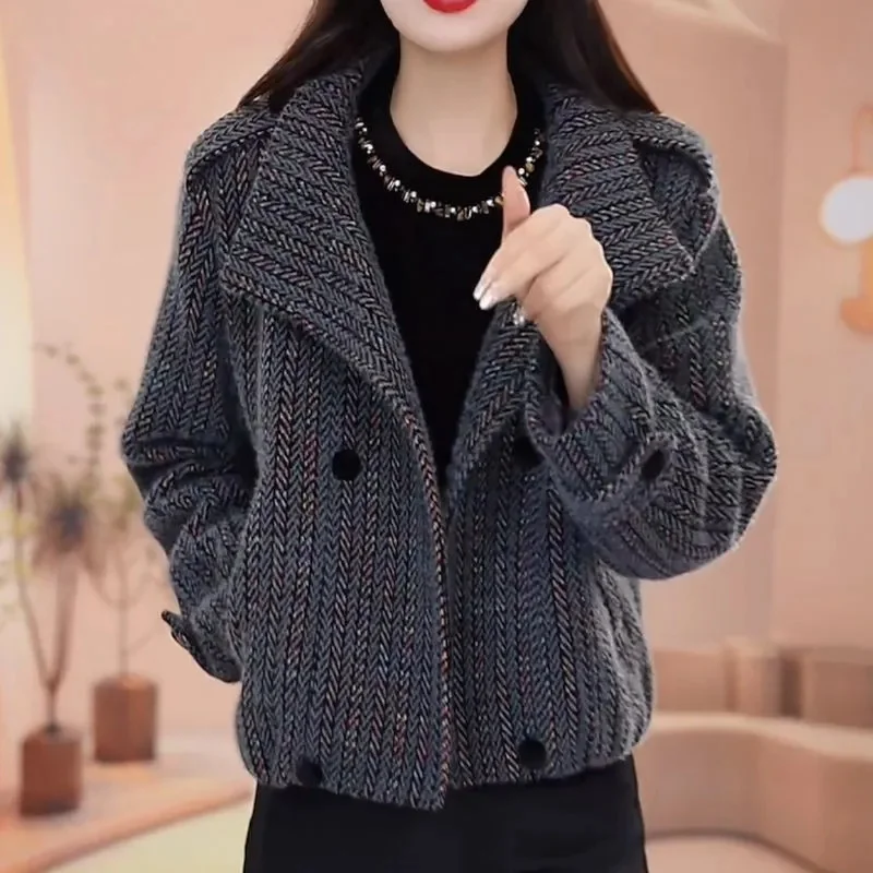 韓国女性のファッションパッチワークコート春秋レディーススタンドカラーカジュアルショートジャケット女性ハイエンド長袖アウター