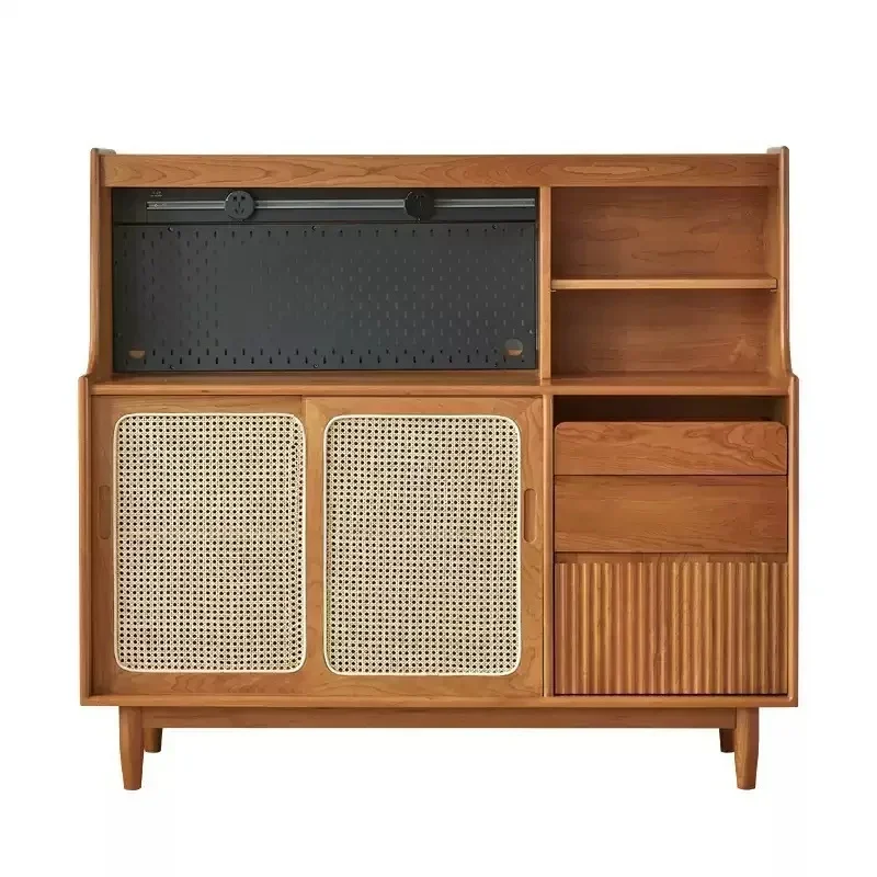 

Nordic Black Walnut Log Side Cabinet Full Solid Wood Locker Cherry White Oak Restaurant Tea Cabinet Cupboard