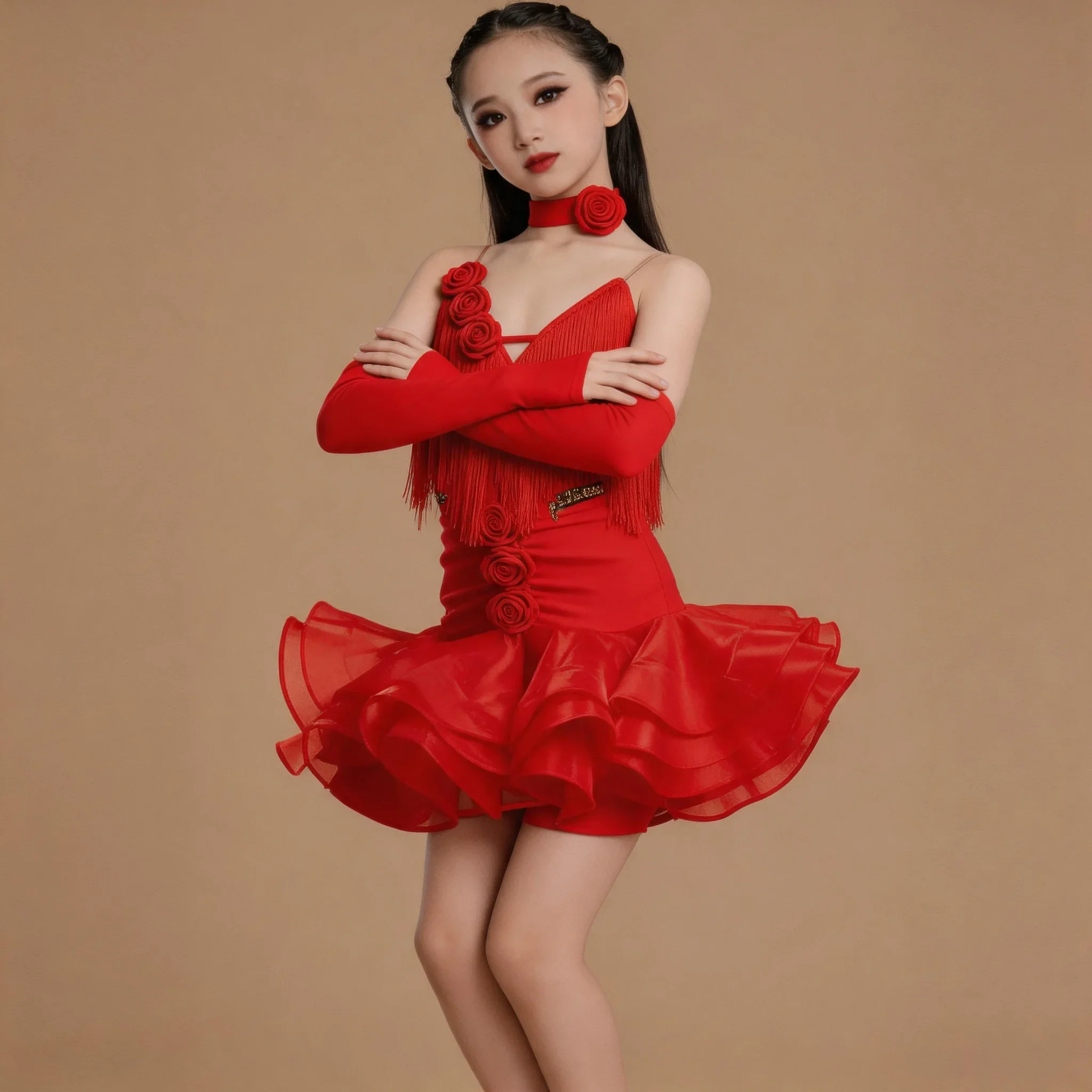 

Fringe Skirt Child Rumba Samba Latin Dance Dress Girls Ballroom Dance Competition Dresses Latin Dance Practice Clothes Kids
