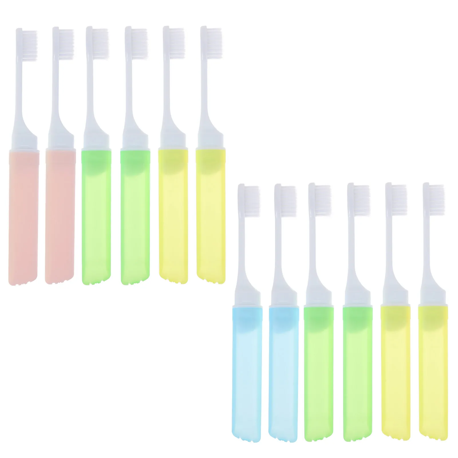 

12pcs Foldable Toothbrush Mini Portable for Travel Disposable Personal Care Teeth Brushes Tool Lightweight Safe Sanitary PP