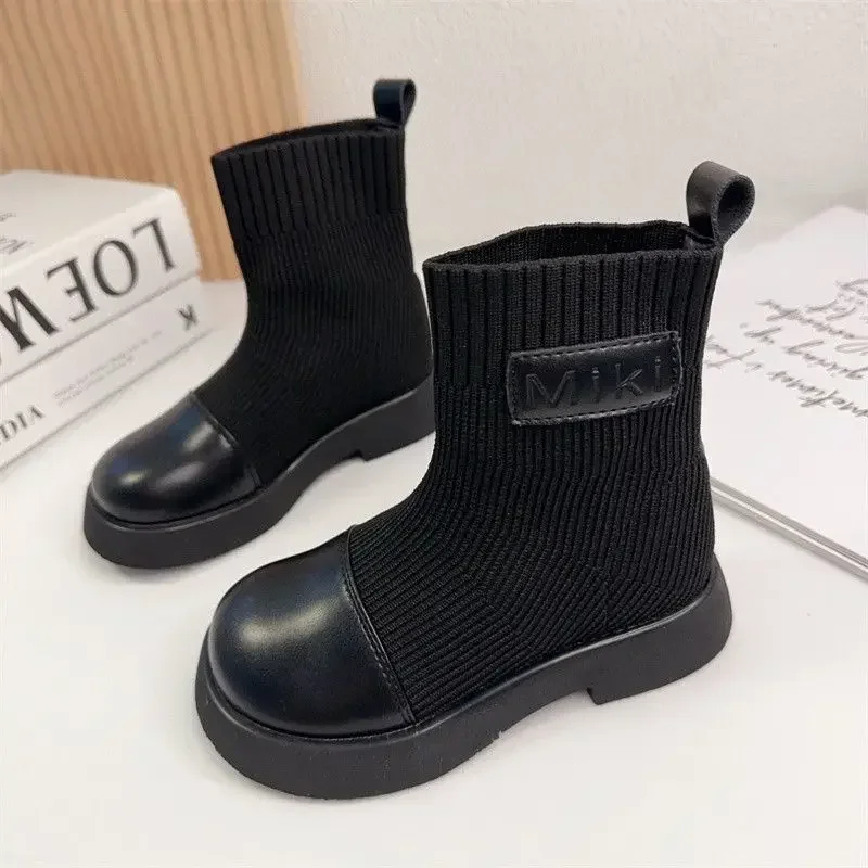 Children Boot Black High Boots Socks Shoe Princess Boots Kids Shoe for Girl Winter Shoe Platform Boot Ankle Boots Zapatos Niña