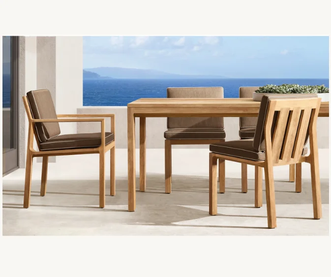 

Outdoor Patio Garden Furniture Set Wooden Teak Dining Table and Chair Set for Hotel Villa