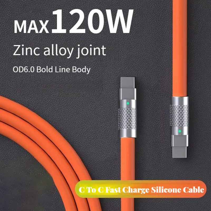 

NEW 120W USBC To Type C To USBC Cable For iPhone 15 16 17 series Fast Charging USB C Data Cord Silicone For Xiaomi OPPO Samsung