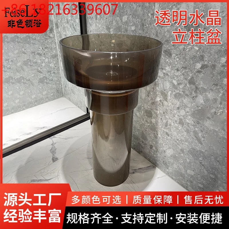 

Transparent resin crystal column basin wholesale floor washing countertop personality