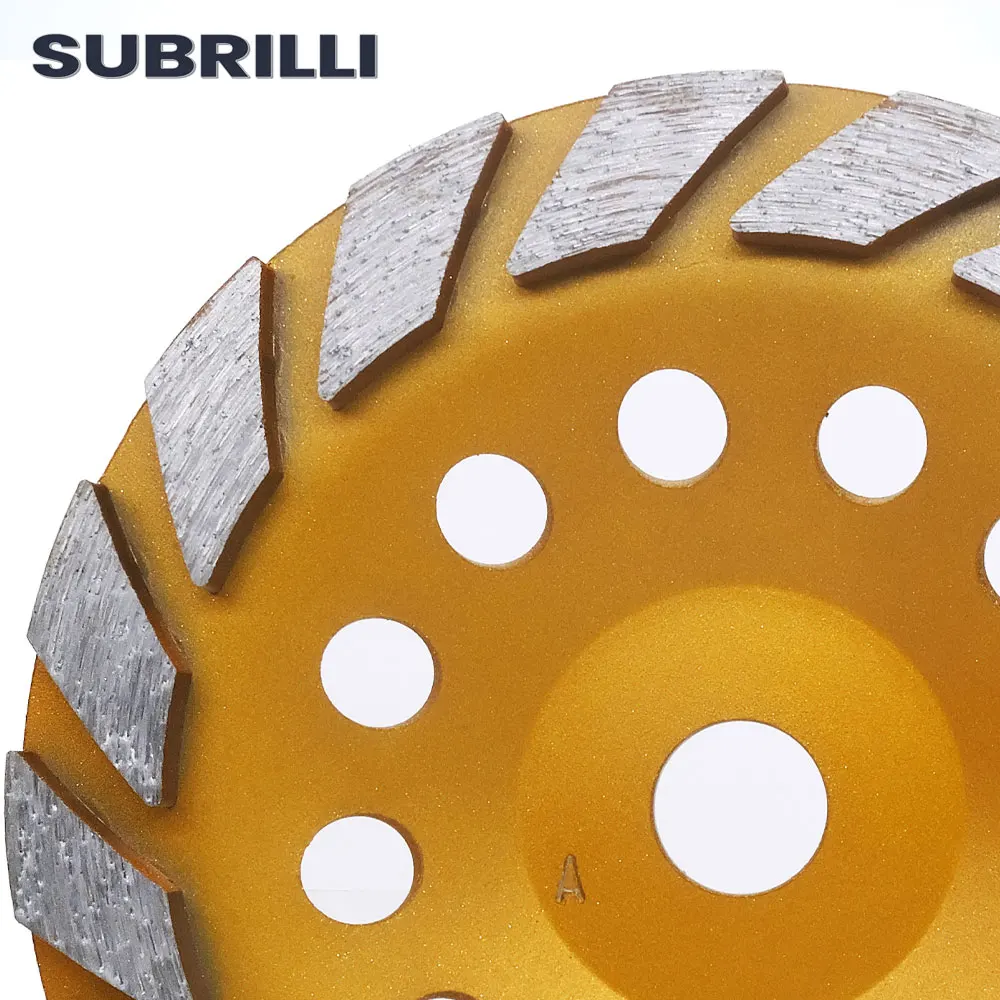 SUBRILLI 7-дюймовый турбо-алмазный шлифовальный стаканчик, сегменты, чашка, режущий диск, абразивный для гранита, камня, бетона, электроинструменты