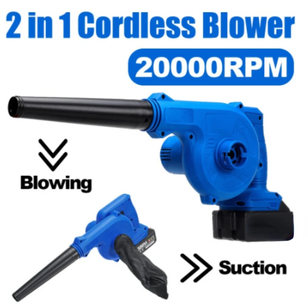 21V Cordless Electric Air Blower Vacuum Clean Air Blower for Leaf Dust Blowing Dust Computer Collector Handheld Power Tool