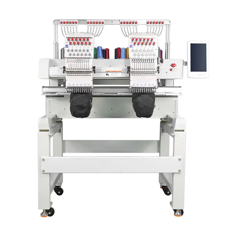Dual-Head 12-Needle Computerized Industrial Embroidery Machine for Caps and Flat Fabrics A15 Model Home Use Easy to Operate