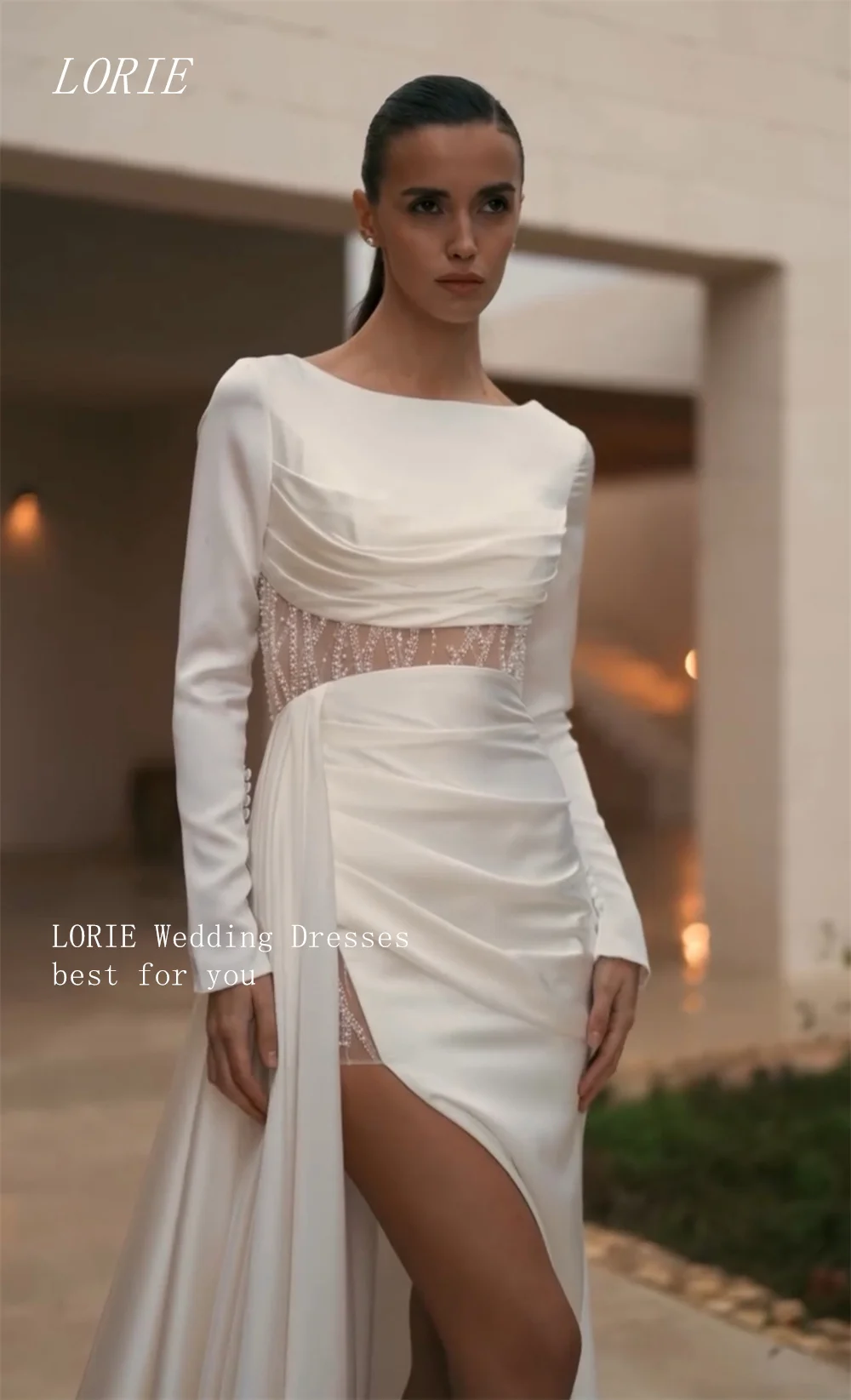 LORIE Luxury Mermaid Civil Wedding Dress Scoop Bridal Dresses Irregular Beading Party Engagement Wedding Gown Customized 2027