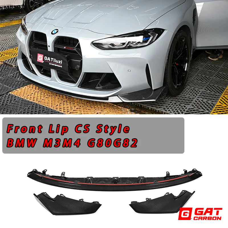 CS Style Front Lip Real Dry Carbon Fiber Body Kit Splitters Bumper Lip Canards Splitter For BMW G80 G81 M3 G82 M4 2021-IN