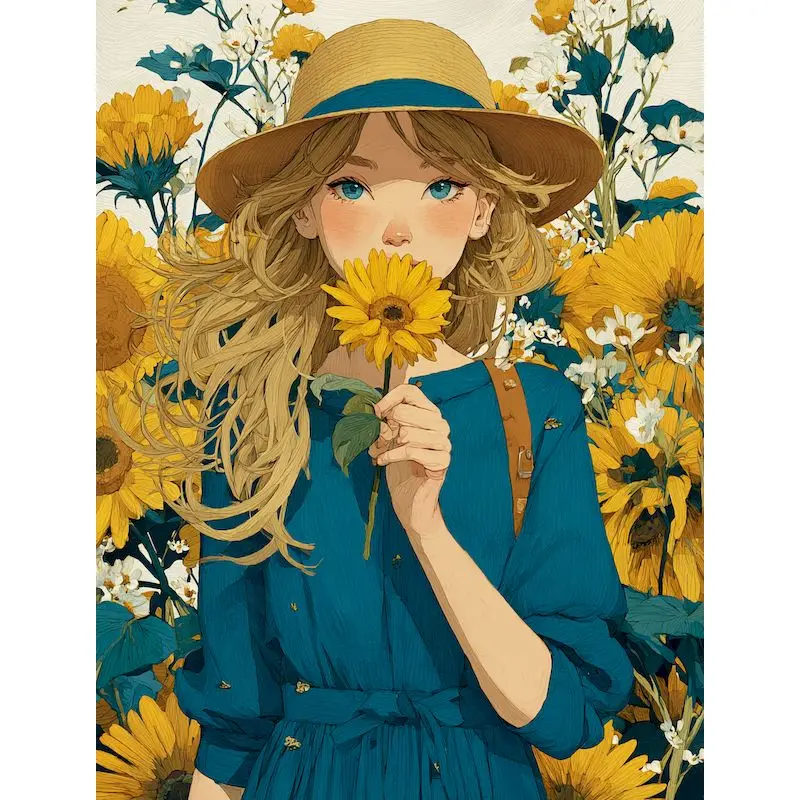 

Пазлы «Подсолнухи и Девочка» 500/1000/1200/2000 элементов, семейные игры для игровой комнаты, спальни, подарки, декор для дома