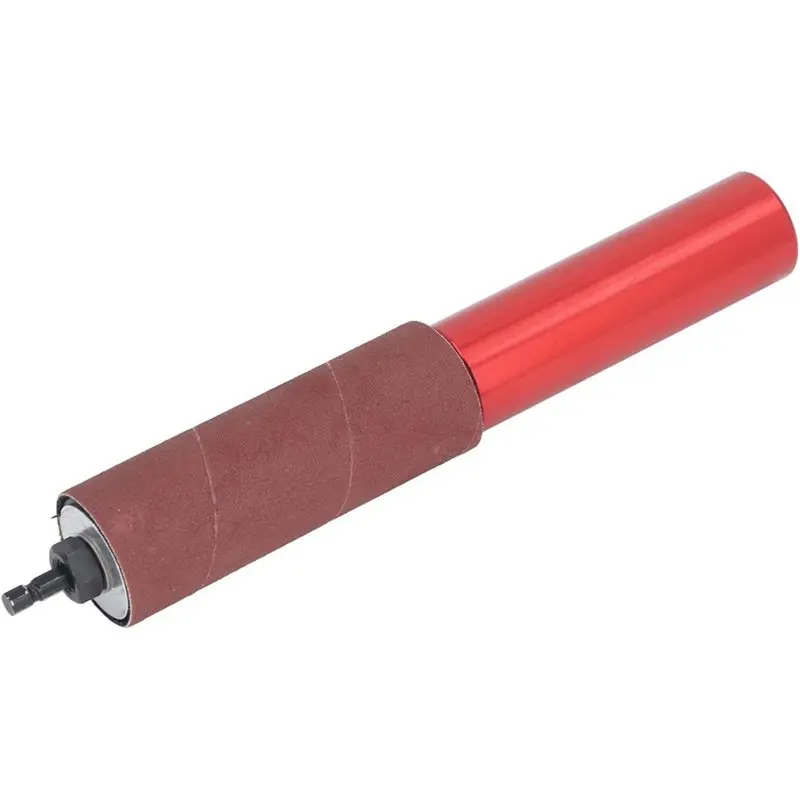 B17C Spindle Sander Adapter For Power Drill, 10 Sandpaper Sleeves With 1.5In Mandrel Drum Kit For Wood& Metal