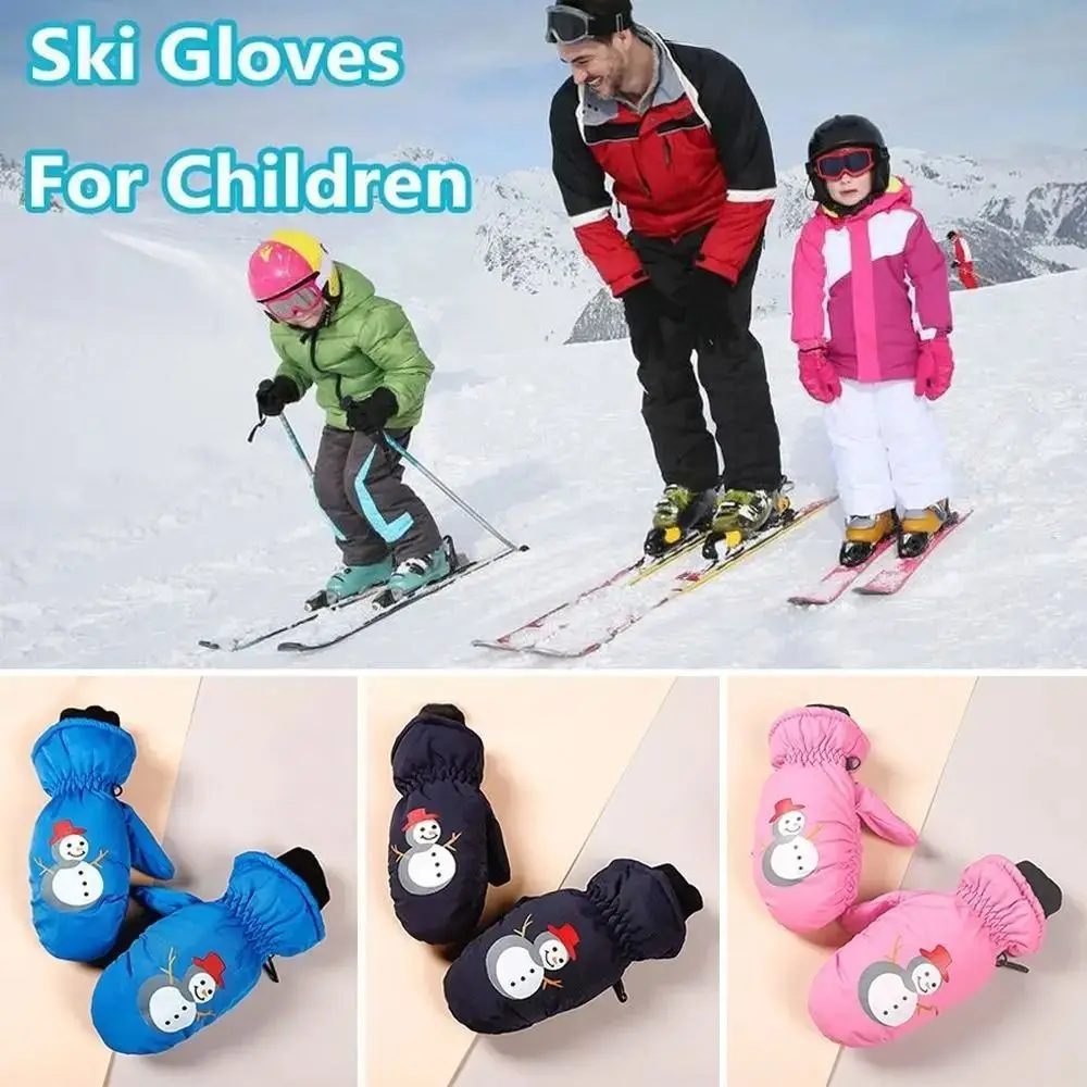 Snow Man Children's Snow Gloves Waterproof Aged 2 To 5 Years Winter Kids Ski Mittens Anti Loss Buckle Windproof