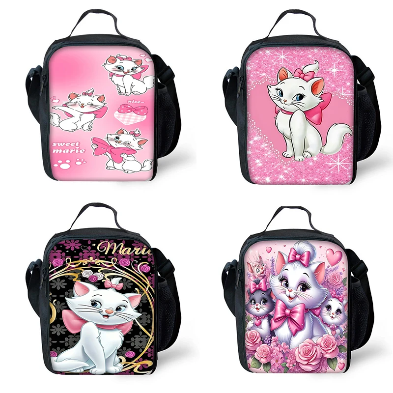 Child Insulated Cut Maries Cat Large Capacity Bag for Boy and Girl Student Outdoor Picnic Resuable Thermal Cooler Lunch Box