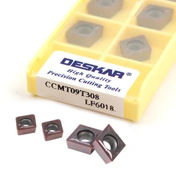 Deskarar-Herramienta de torno CNC de acero inoxidable, herramienta de torneado de inserción de carburo para acero inoxidable, 1 caja de 10 piezas, CCMT060204 CCMT09T3 CCMT1204 LF6018 LF6118