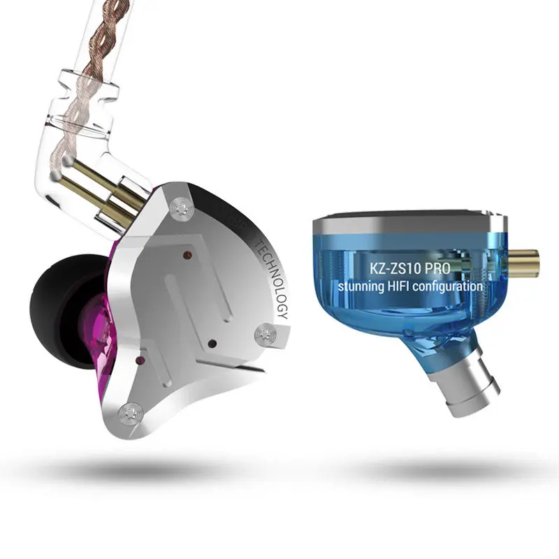 Kz Zs10 Pro Blue Noise Cancelling Earphones Metal Headset 4ba+1dd Hybrid 10 Drivers Hifi Bass Earbuds In Ear Monitor Headphones - view 5