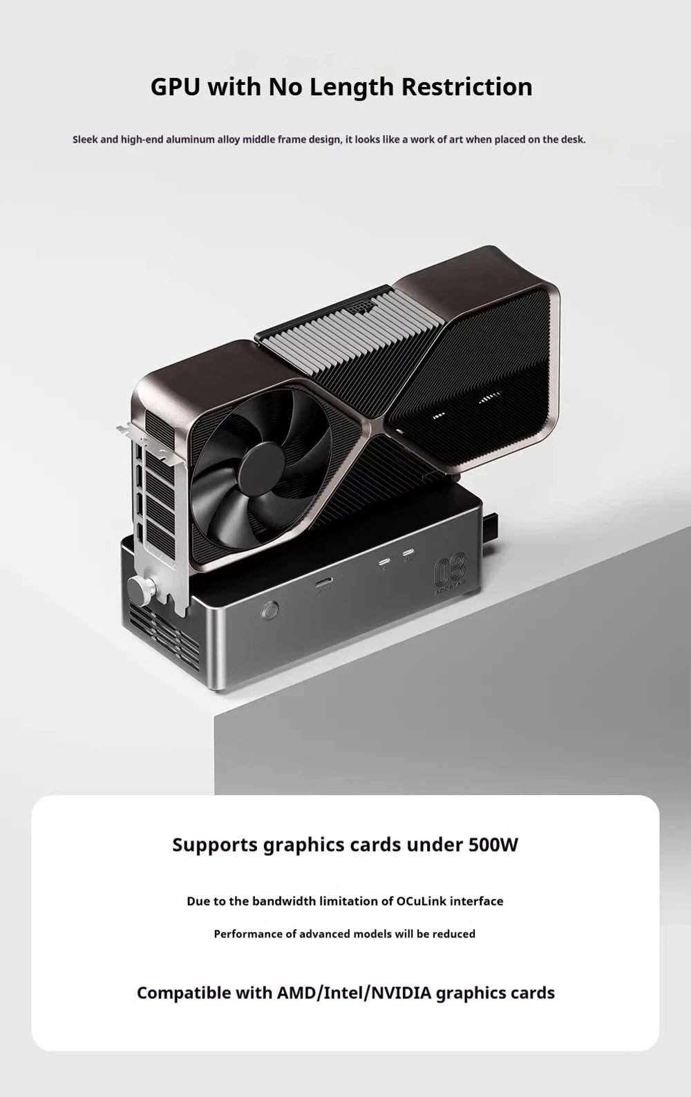 AOOSTAR AG03 Docking Station OCulink con Porte USB4 v2.0 Compatibile con Thunderbolt 5, Ricarica Inversa 140W, 80Gbps per Mini PC