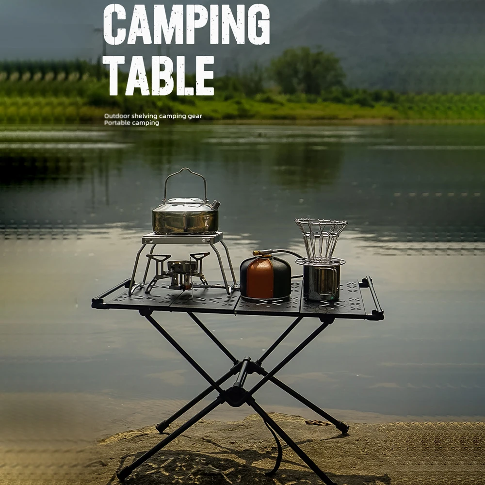 IGT Table Aluminum Alloy Folding Table Multifunction Ultralight Barbecue Camping Table Hiking Roll-Up Desk with Storage Bag